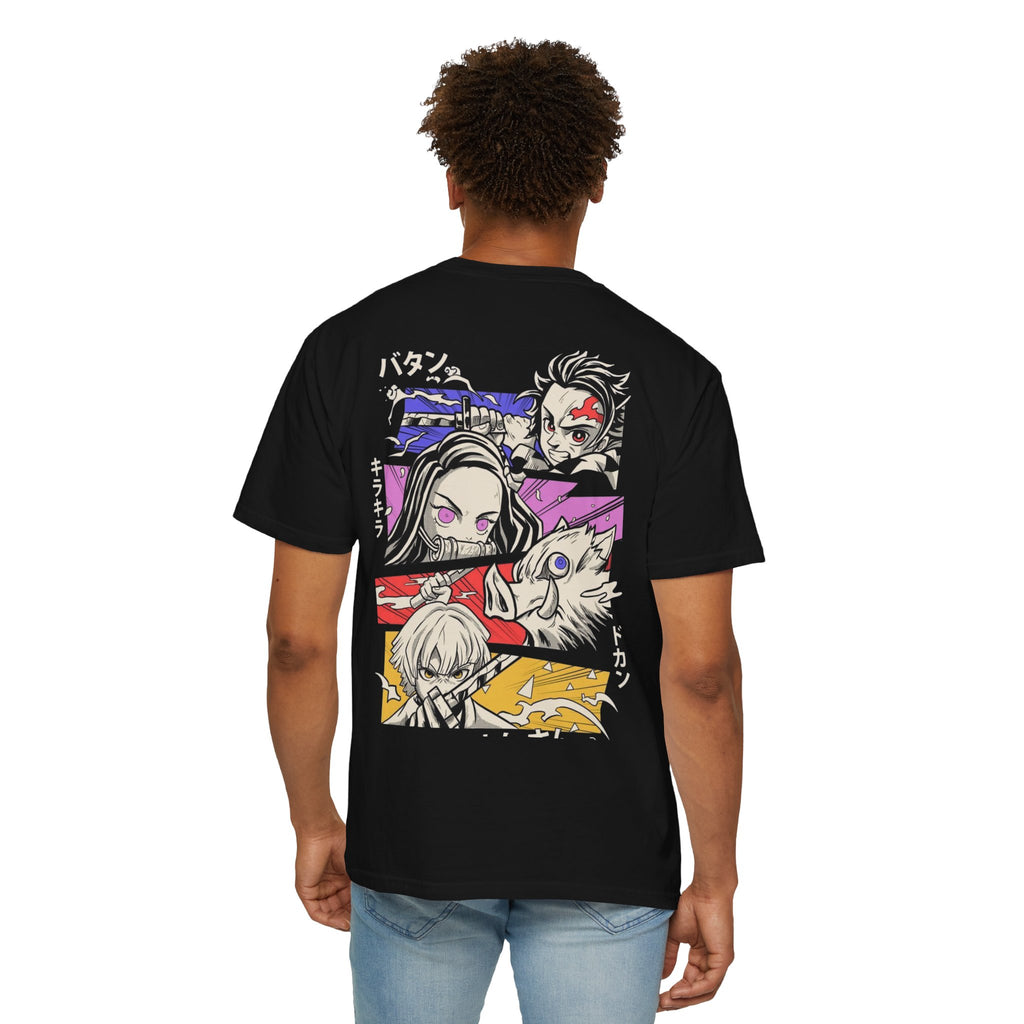Anime Characters Graphic T-Shirt — Demon Slayer Panel Back Print