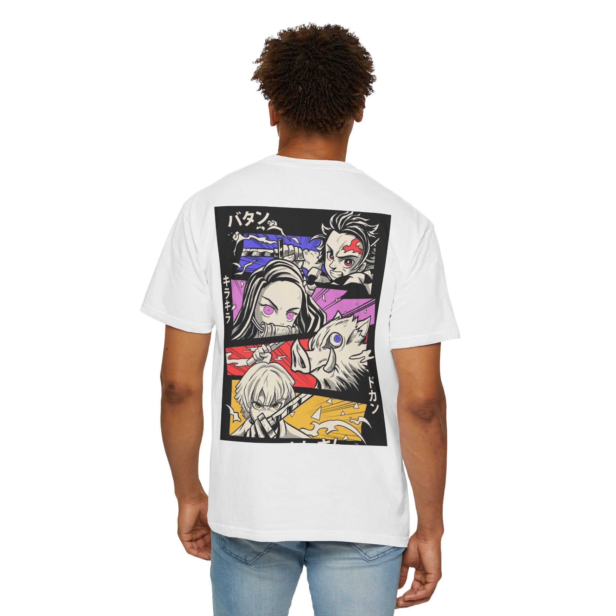 Anime Characters Graphic T-Shirt — Demon Slayer Panel Back Print
