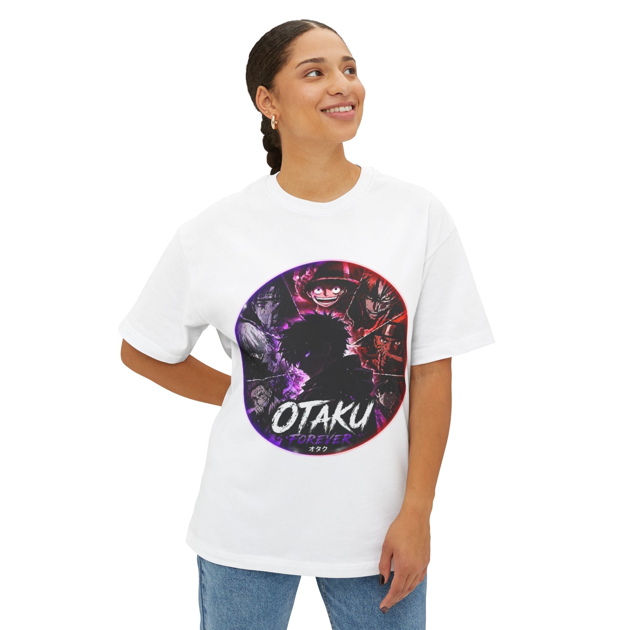 Otaku Anime Graphic Tee — Vintage Cyber Duel Oversized Boxy T-Shirt
