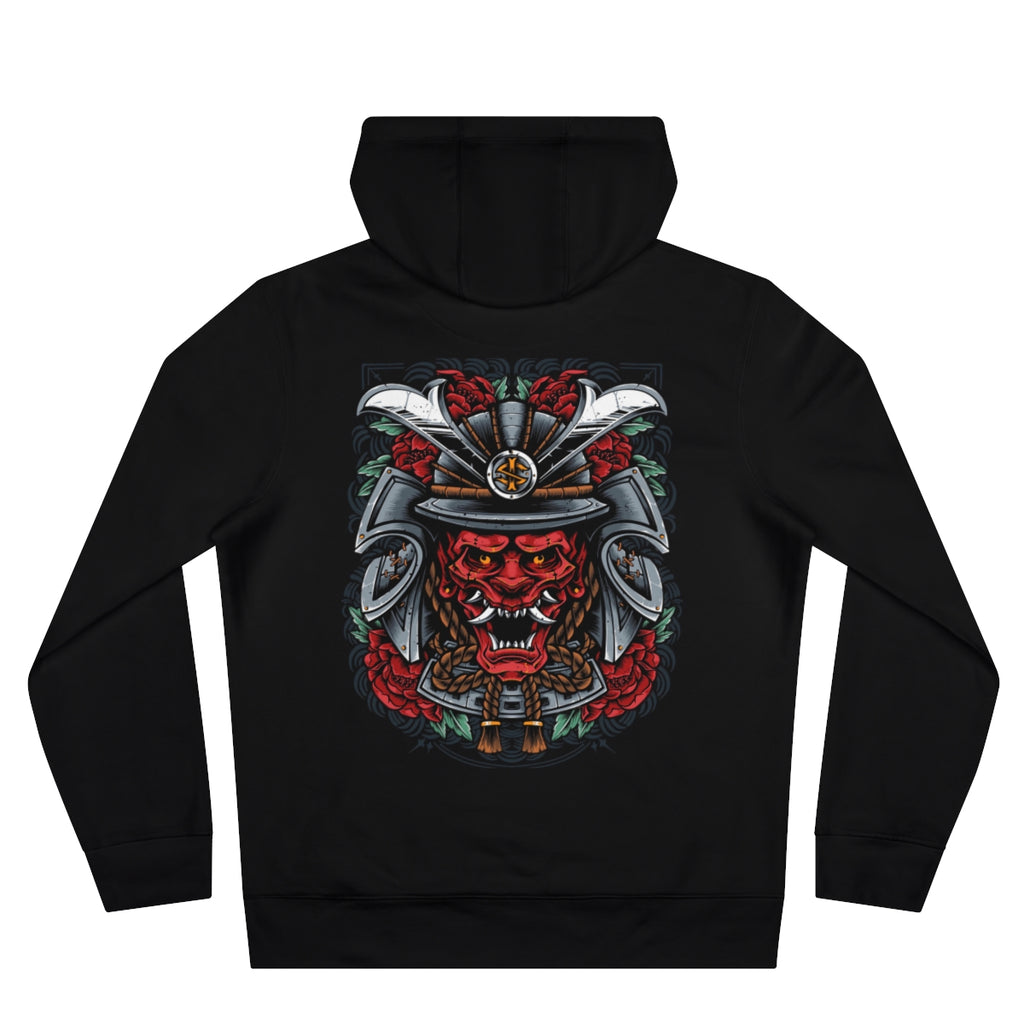Samurai Oni Mask Hoodie — Japanese Demon King Graphic Hooded Sweatshirt
