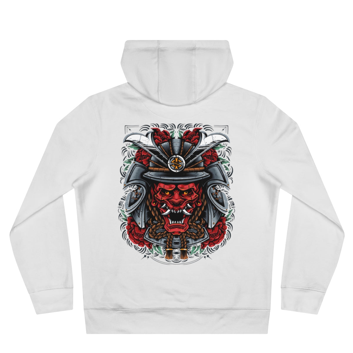 Samurai Oni Mask Hoodie — Japanese Demon King Graphic Hooded Sweatshirt