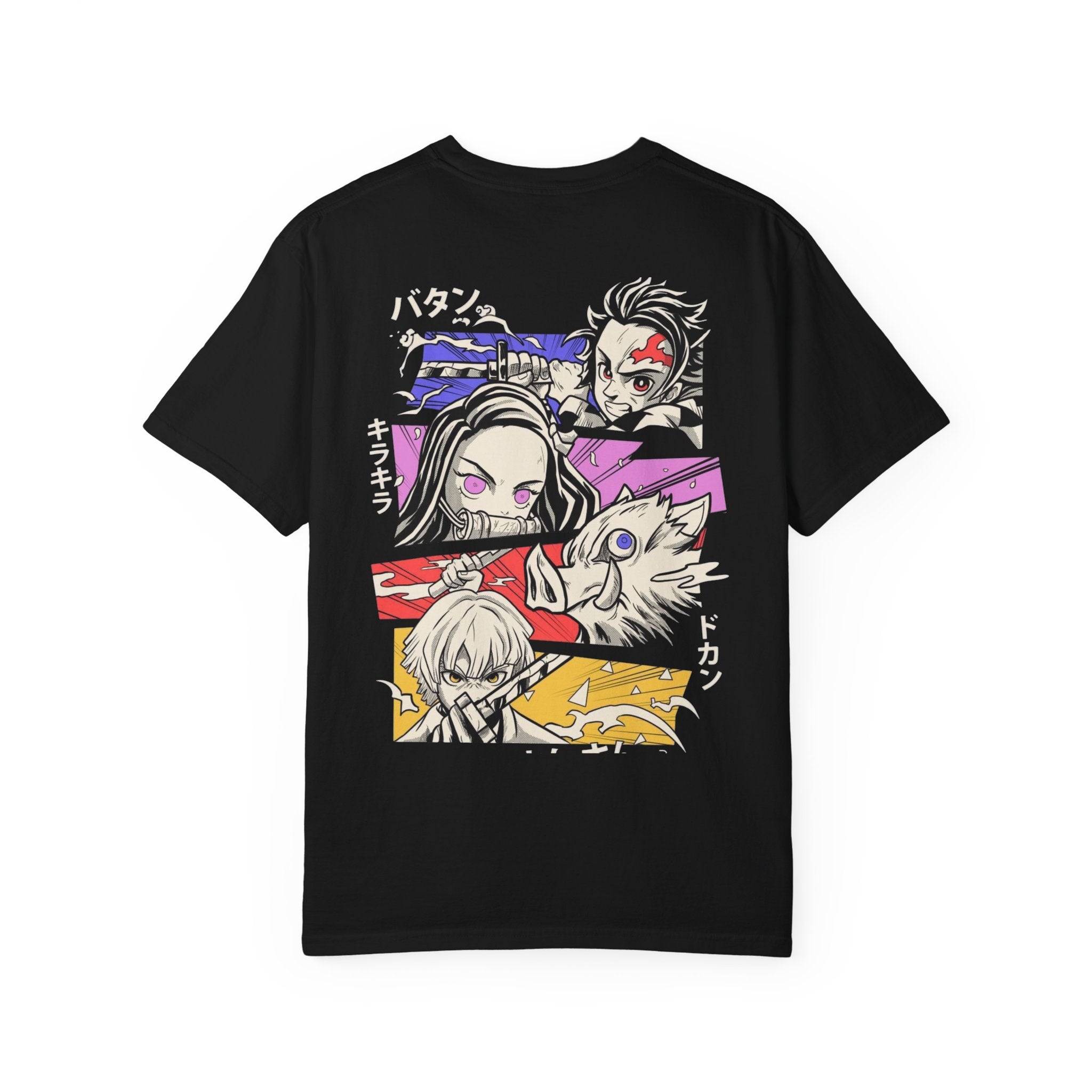 Anime Characters Graphic T-Shirt — Demon Slayer Panel Back Print